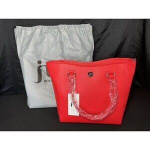 NWT Jessica Moore JM Red Tote Bag w/ Dustbag STYLE JN-220-RD 12"x15"x5"